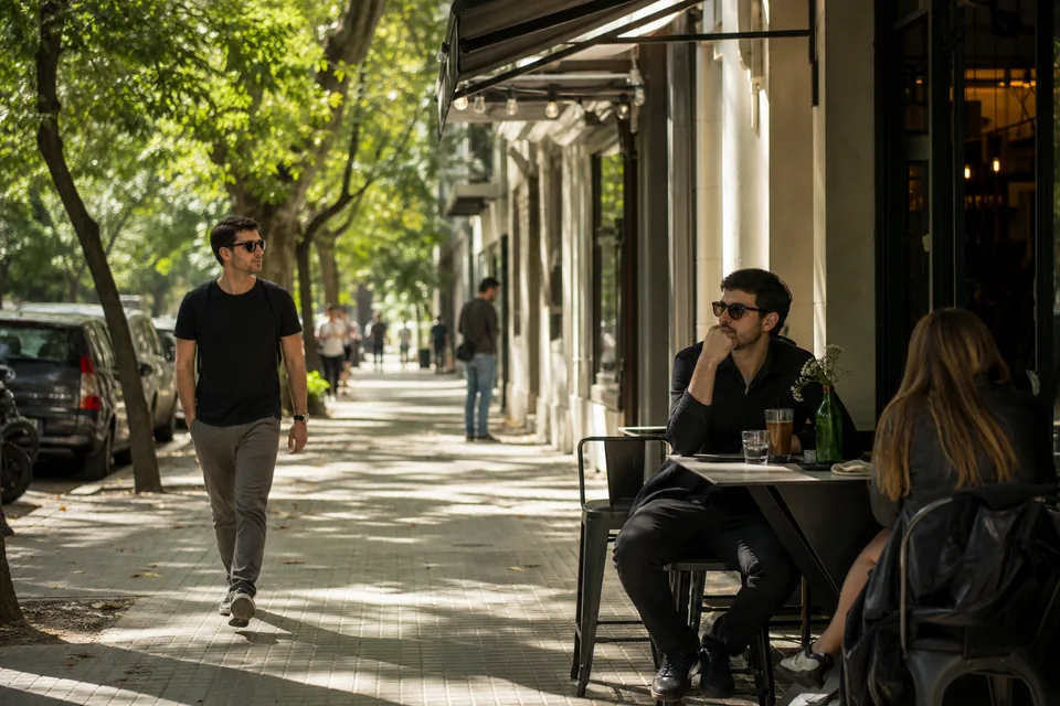 Ulica z drzewami w dzielnicy Palermo w Buenos Aires